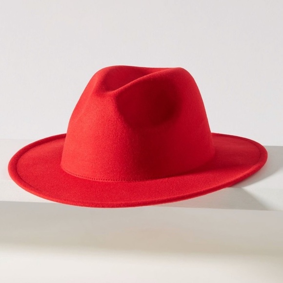 Anthropologie red fedora hat felt new without tags one size new
